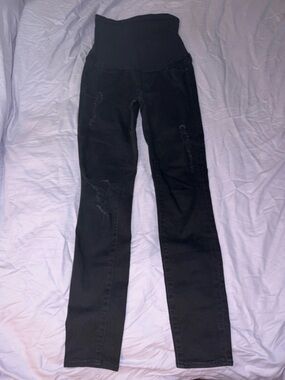 Articles of Society Maternity Skinny Black Ripped Jeans Size 27/4